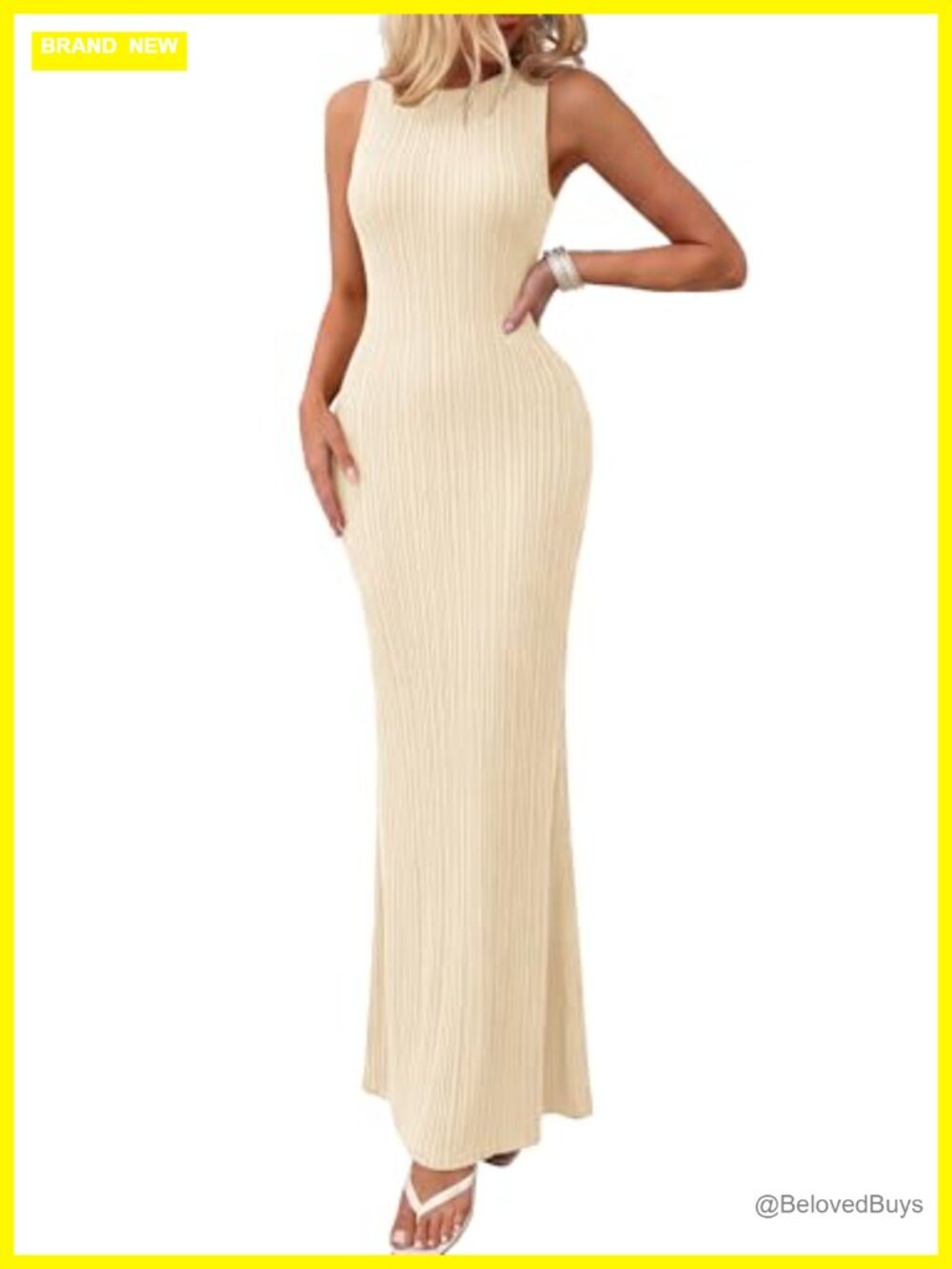 PRETTYGARDEN Women's Knit Bodycon Maxi Dress Sleeveless Casual Party